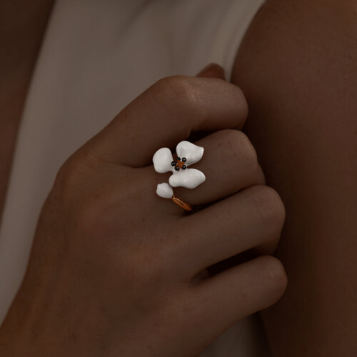 Кольцо из золочёного серебра с эмалью из серебро — вид 3