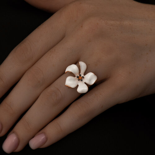 Кольцо из золочёного серебра с эмалью из серебро — вид 3