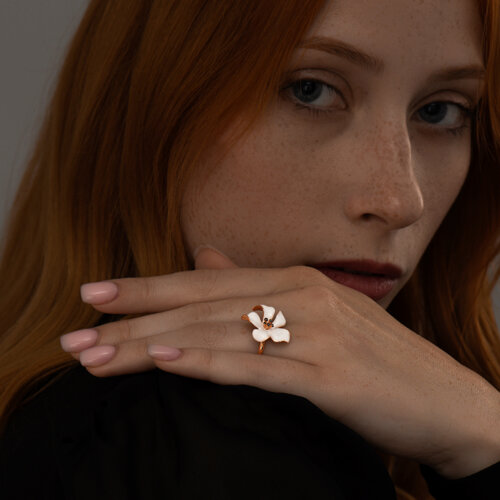 Кольцо из золочёного серебра с эмалью из серебро — вид 4