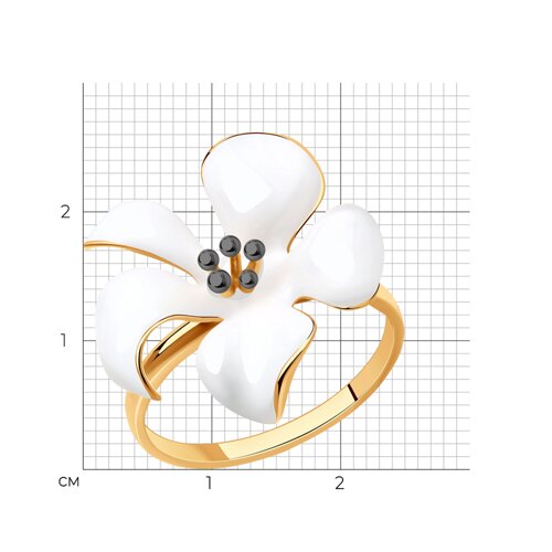 Кольцо из золочёного серебра с эмалью из серебро — вид 5