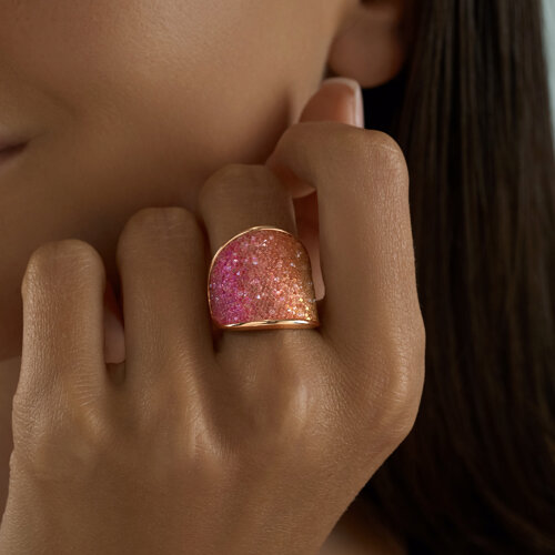 Кольцо из золочёного серебра с кристаллом из серебро — вид 3