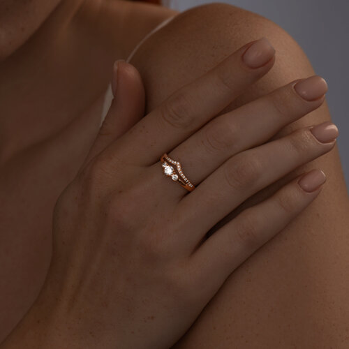 Кольцо из золочёного серебра с фианитами из серебро — вид 2