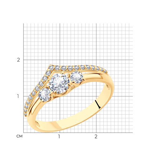 Кольцо из золочёного серебра с фианитами из серебро — вид 4