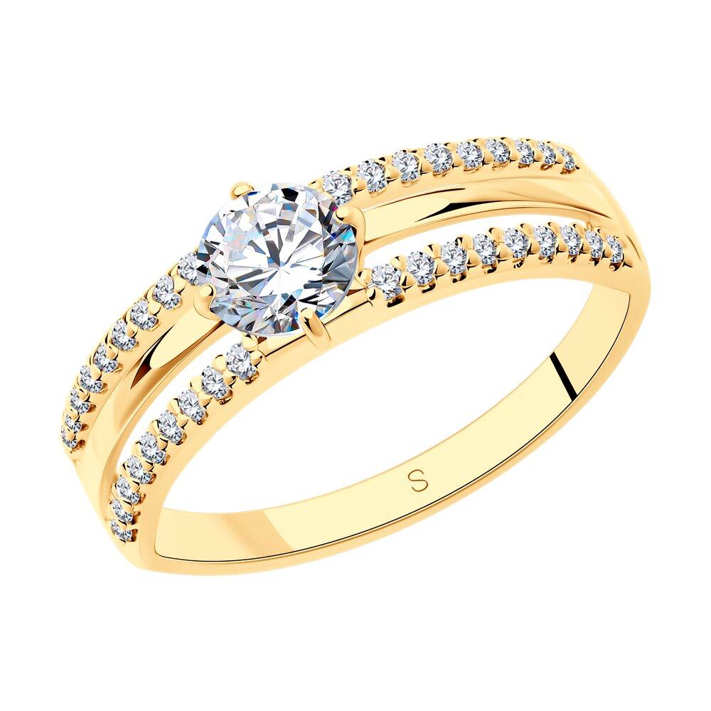 Кольцо из золочёного серебра с фианитами - видео на модели