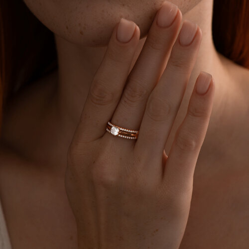 Кольцо из золочёного серебра с фианитами из серебро — вид 2