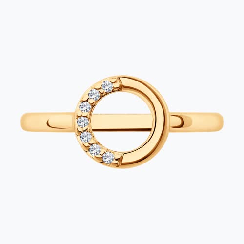 Кольцо из золочёного серебра с фианитами из серебро — вид 2