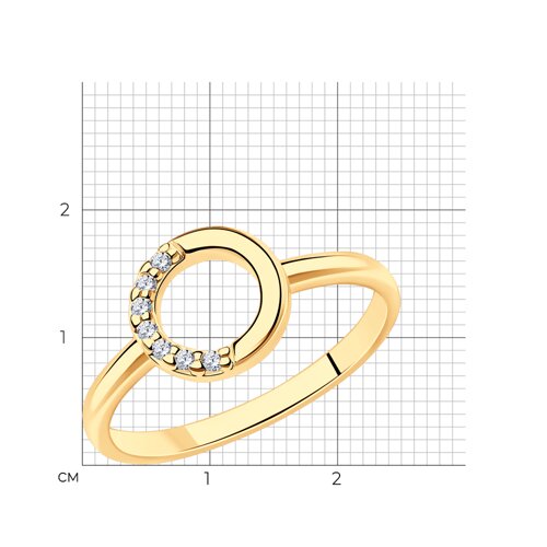 Кольцо из золочёного серебра с фианитами из серебро — вид 4
