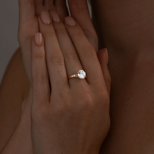 Кольцо из золочёного серебра с фианитами из серебро — вид 2