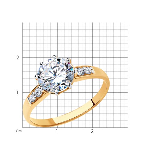 Кольцо из золочёного серебра с фианитами из серебро — вид 3