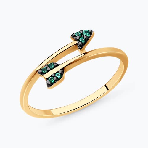 Кольцо из золочёного серебра с фианитами - видео на модели