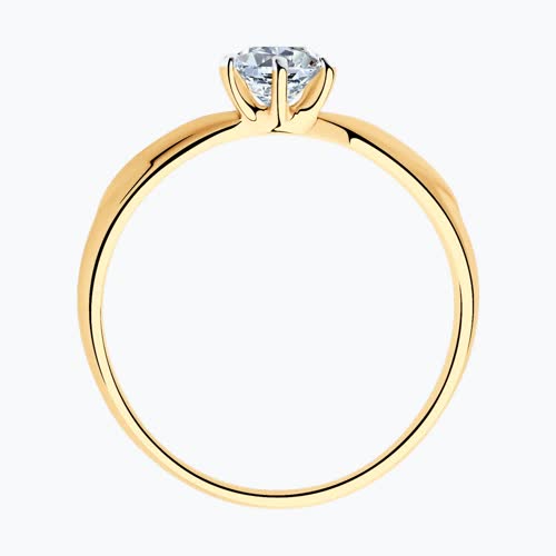 Кольцо из золочёного серебра с фианитом из серебро — вид 2