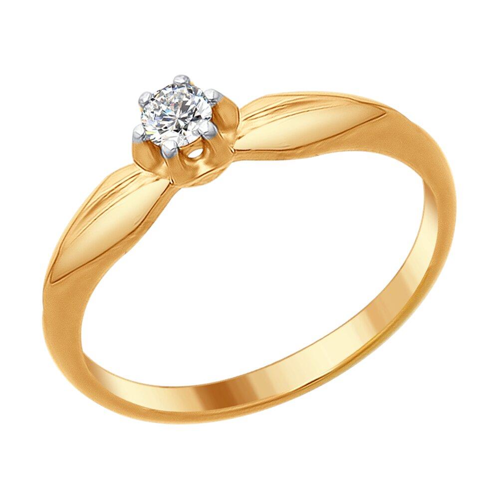 Кольцо из золочёного серебра с фианитом - видео на модели