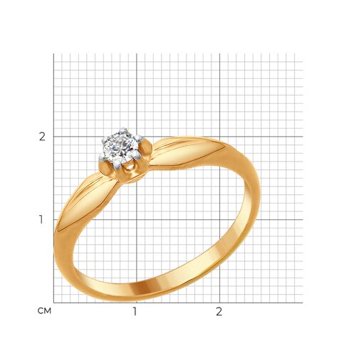 Кольцо из золочёного серебра с фианитом из серебро — вид 4