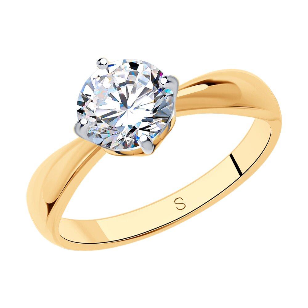 Кольцо из золочёного серебра с фианитом - видео на модели