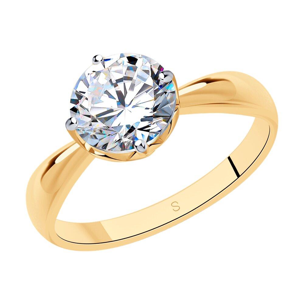 Кольцо из золочёного серебра с фианитом - видео на модели