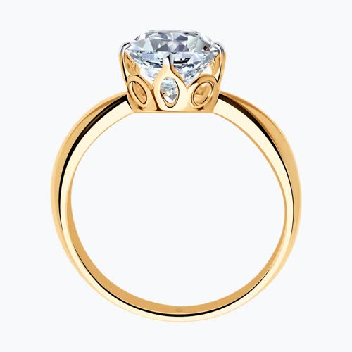 Кольцо из золочёного серебра с фианитом из серебро — вид 2