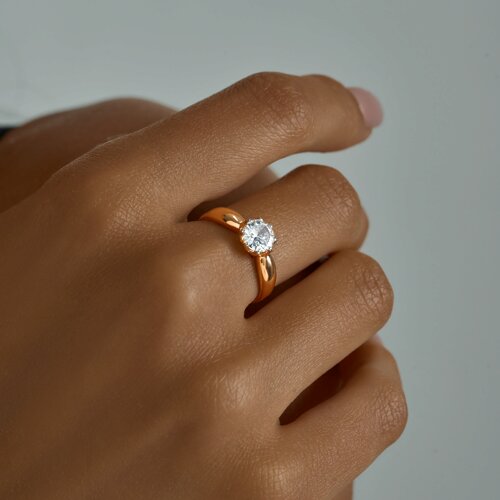 Кольцо из золочёного серебра с фианитом из серебро — вид 3