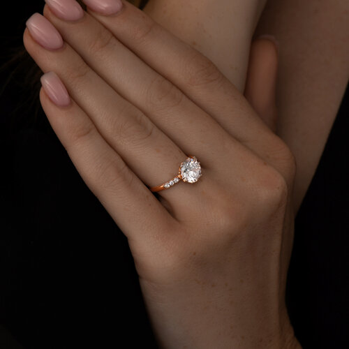 Кольцо из золочёного серебра с фианитами из серебро — вид 2