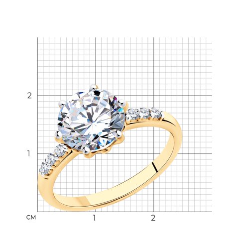 Кольцо из золочёного серебра с фианитами из серебро — вид 4