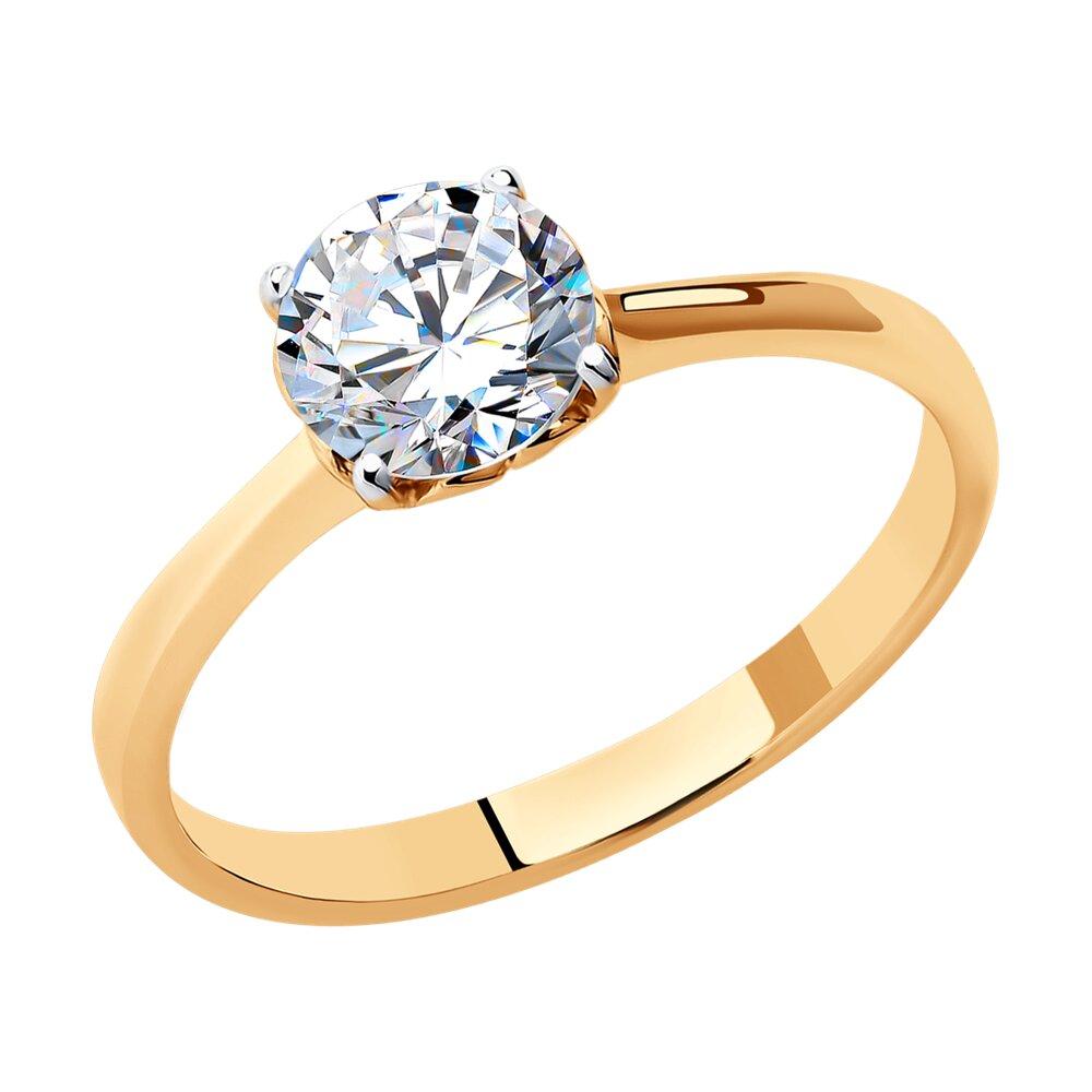 Кольцо из золочёного серебра с фианитом - видео на модели