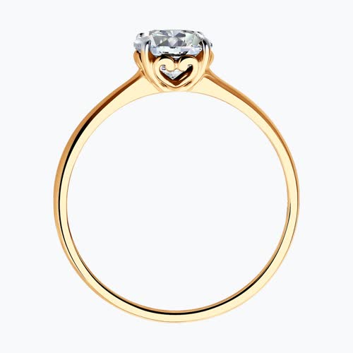 Кольцо из золочёного серебра с фианитом из серебро — вид 2