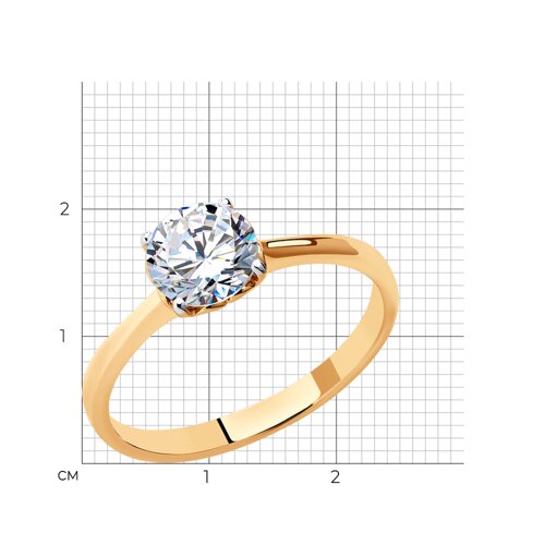 Кольцо из золочёного серебра с фианитом из серебро — вид 6