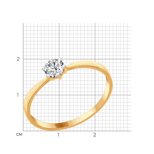 Кольцо из золочёного серебра с фианитом из серебро — вид 4