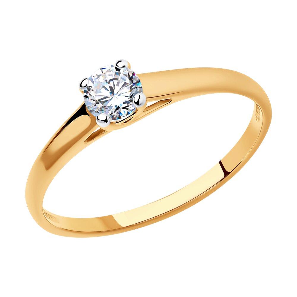 Кольцо из золочёного серебра с фианитом - видео на модели