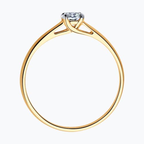 Кольцо из золочёного серебра с фианитом из серебро — вид 2