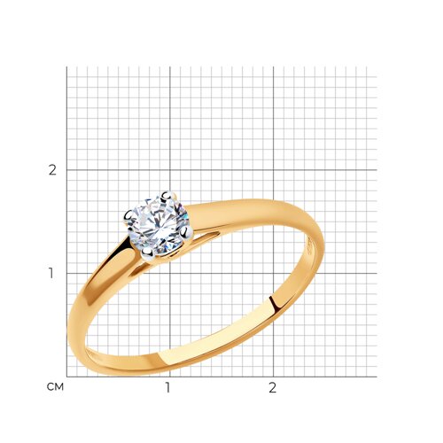 Кольцо из золочёного серебра с фианитом из серебро — вид 5