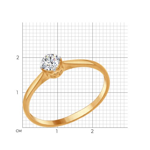 Кольцо из золочёного серебра с фианитом из серебро — вид 4