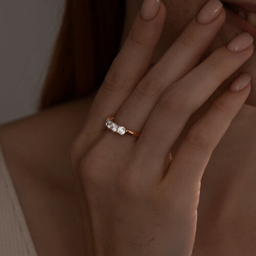 Кольцо из золочёного серебра с фианитами из серебро — вид 2