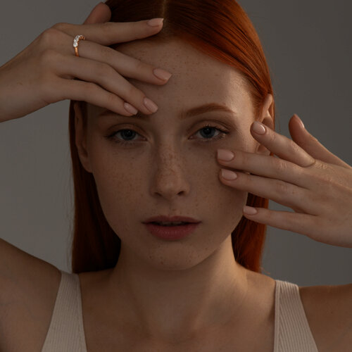 Кольцо из золочёного серебра с фианитами из серебро — вид 3