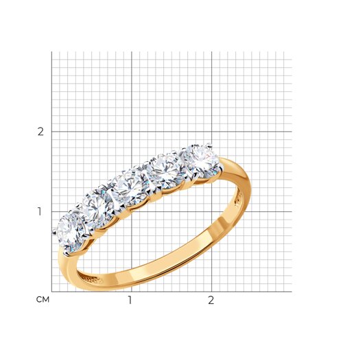 Кольцо из золочёного серебра с фианитами из серебро — вид 4