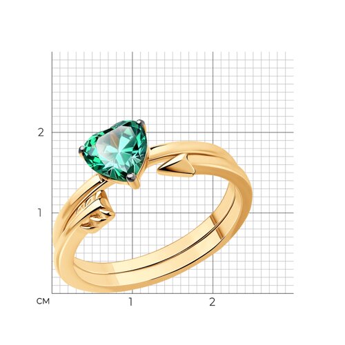 Кольцо из золочёного серебра с фианитом из золочение розовое — вид 3