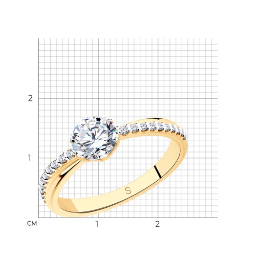 Кольцо из золочёного серебра с фианитами из серебро — вид 2