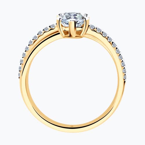 Кольцо из золочёного серебра с фианитами из серебро — вид 3