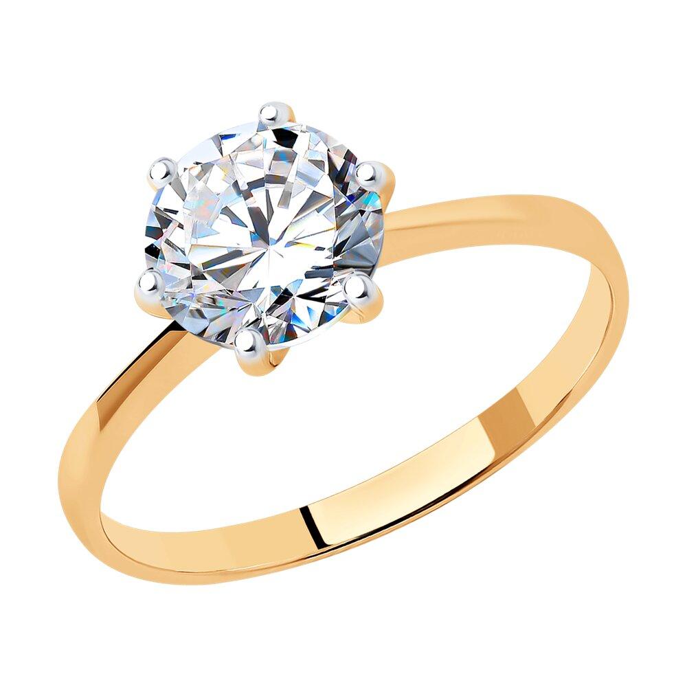 Кольцо из золочёного серебра с фианитом - видео на модели