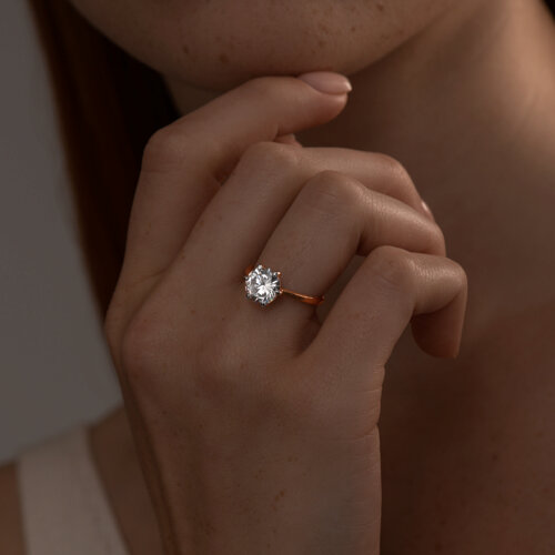 Кольцо из золочёного серебра с фианитом из серебро — вид 2