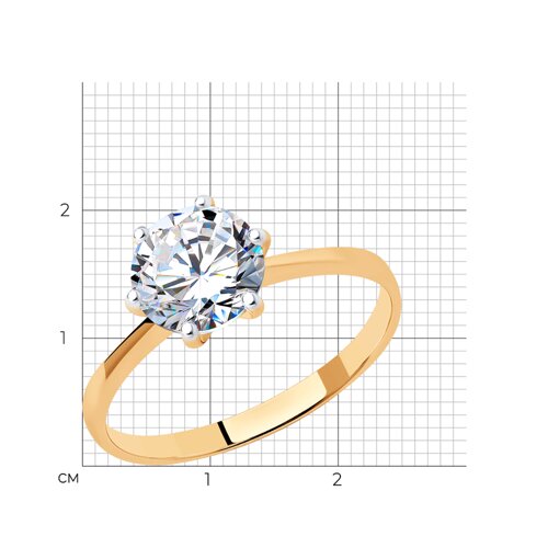 Кольцо из золочёного серебра с фианитом из серебро — вид 4