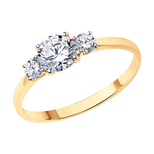 Кольцо из золочёного серебра с фианитами из серебро