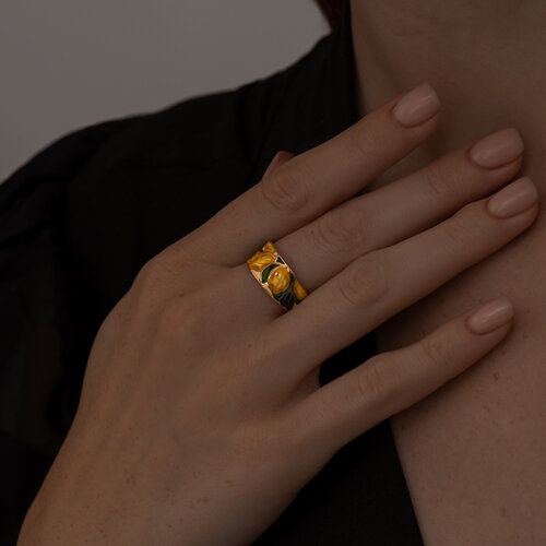 Кольцо из золочёного серебра с эмалью из серебро — вид 2