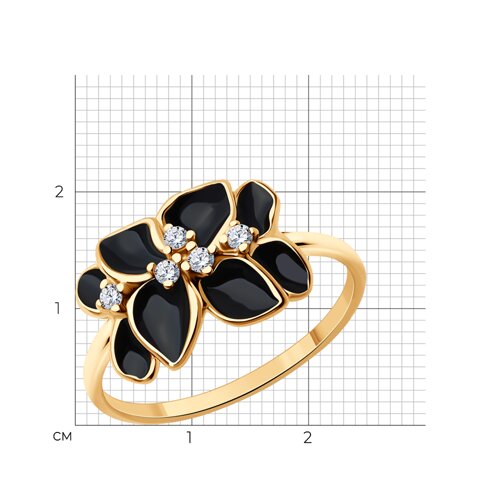 Кольцо из золочёного серебра с фианитами и эмалью из серебро — вид 4