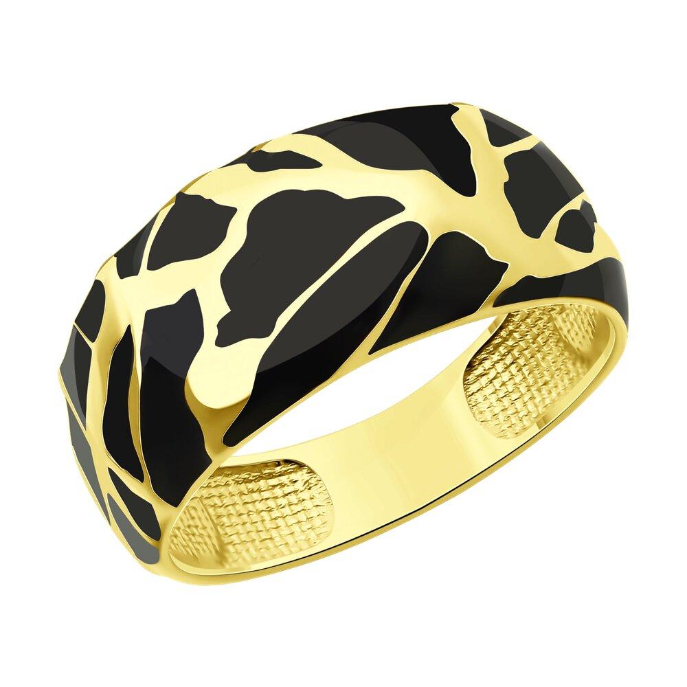 Кольцо из золочёного серебра с эмалью из золочение желтое