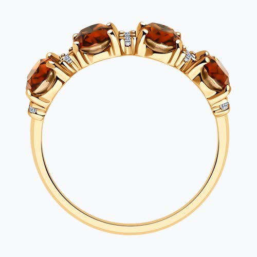 Кольцо из золочёного серебра с кристаллами и фианитами из золочение розовое — вид 4