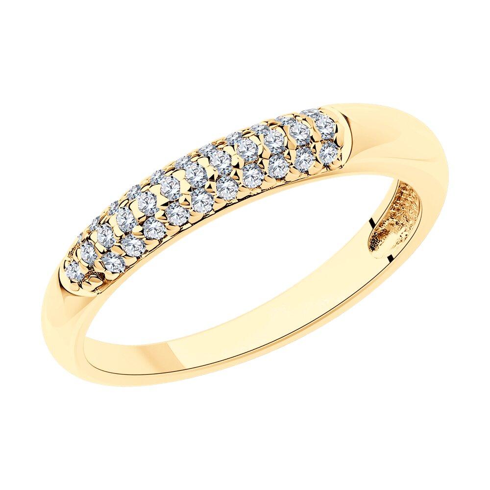 Кольцо из золочёного серебра с фианитами - видео на модели