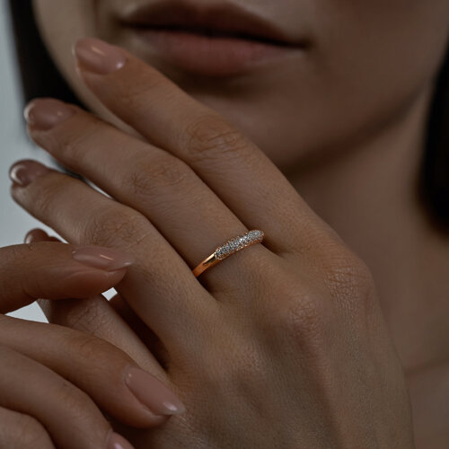 Кольцо из золочёного серебра с фианитами из серебро — вид 3