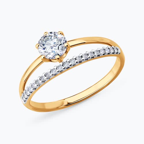 Кольцо из золочёного серебра с фианитами - видео на модели