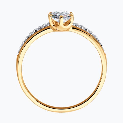 Кольцо из золочёного серебра с фианитами из серебро — вид 3