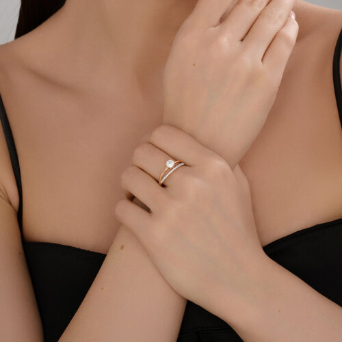 Кольцо из золочёного серебра с фианитами из серебро — вид 4